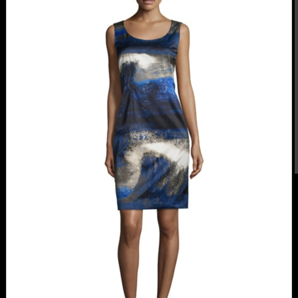 Lafayette 148 New York Sleeveless Scoop-Neck Sheath Dress.